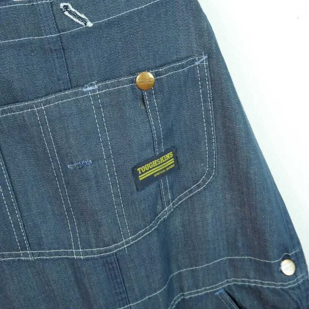 Vintage Toughskins Union Made Overalls Mens 35 x 32 Carpenter Workwear Bibs Jean